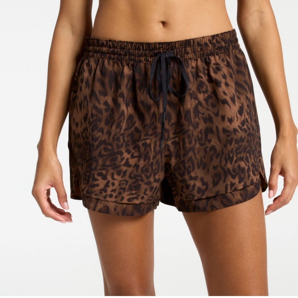 CALIA Leopard Lined Running Shorts - Brown/Black Sz XL New NWT